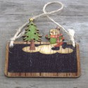 Dekors - mini tāfelīte ar sniegavīru (koka)